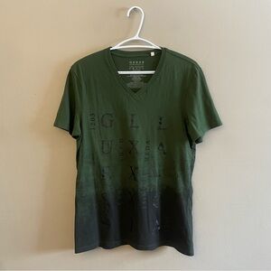 GUESS Green & Black Ombré Graphic V-Neck Tee
